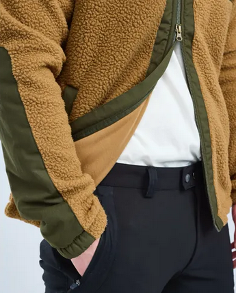 Vest Pile Fleece JKT - Men - Sand / Green - Pinewood