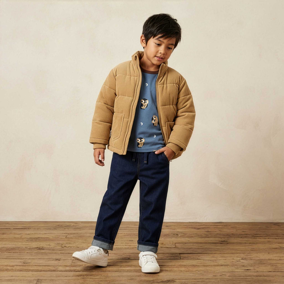 Jas / Jacket Padded Corduroy Mustard - Maxomorra
