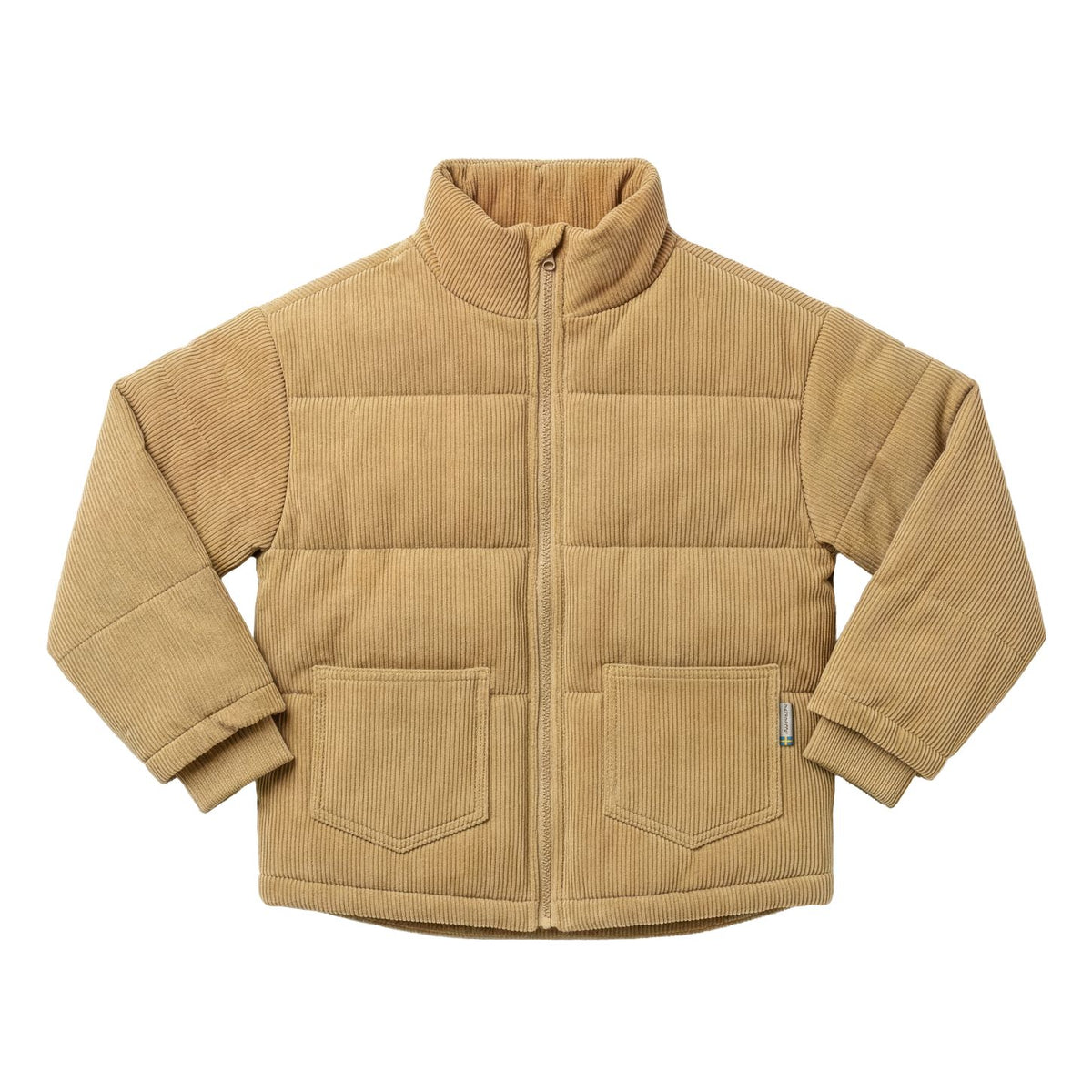 Gevoerde beige jas van Maxomorra met corduroy rib van biologisch katoen en vulling van gerecycled polyester