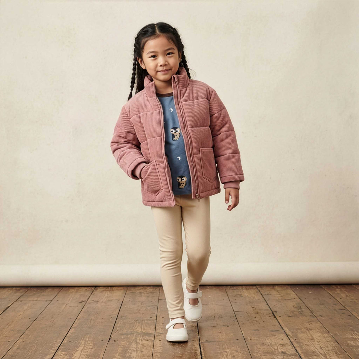 Jas / Jacket Padded Corduroy PINK - Maxomorra