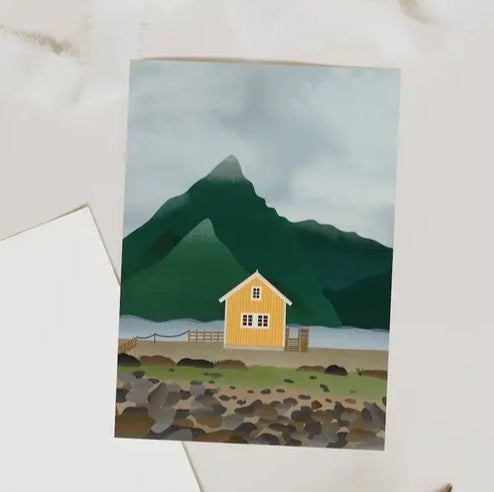 Ansichtkaart Noors Fjord Huis – Tilda & Theo