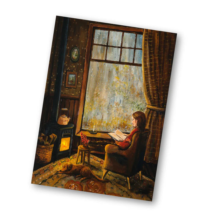 Kaart Regen cosiness - Illustrator under a blankie