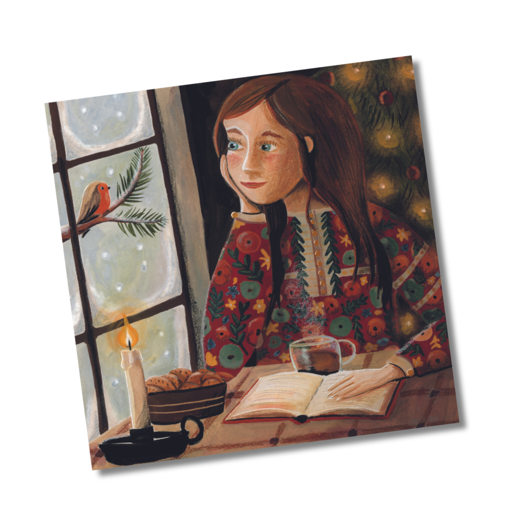 Kerstkaart roodborstje – Christmas card robin - Illustrator under a blankie