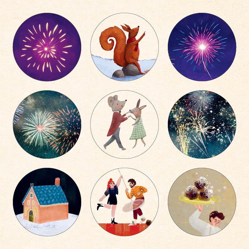 Eco Nieuwjaarskaarten 6 st. + 9 stickers – Zintenz