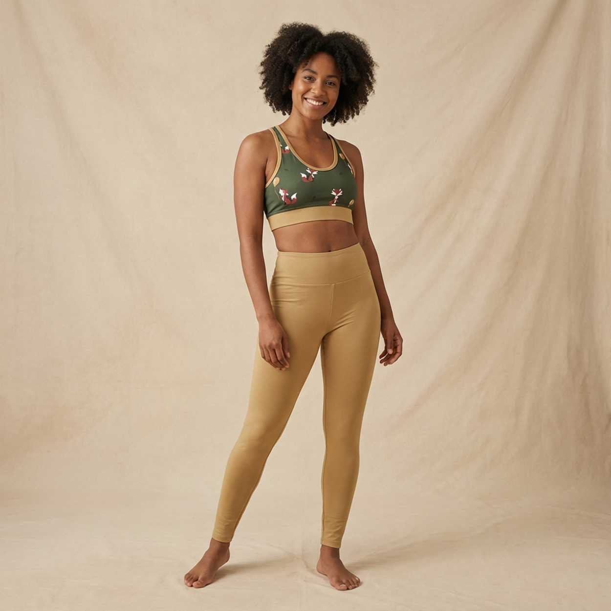 Legging van Maxomorra voor dames in beige zachte sweatstof van biologisch katoen