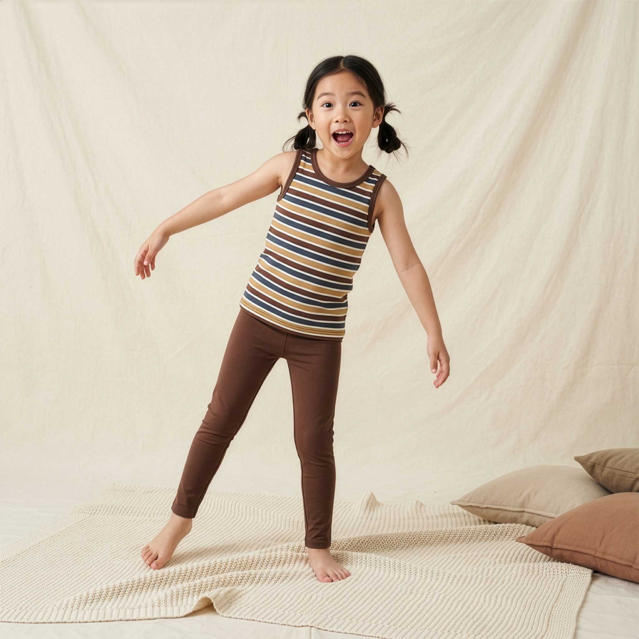 Leggings Sweat Solid Brown - Maxomorra
