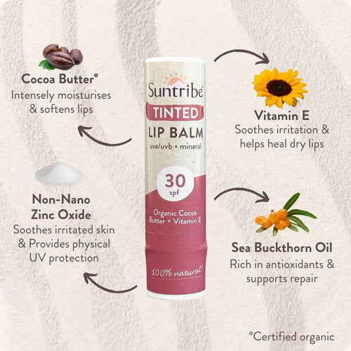 Lippenbalsem / Organic Mineral Tinted Lip Balm SPF 30 – Suntribe