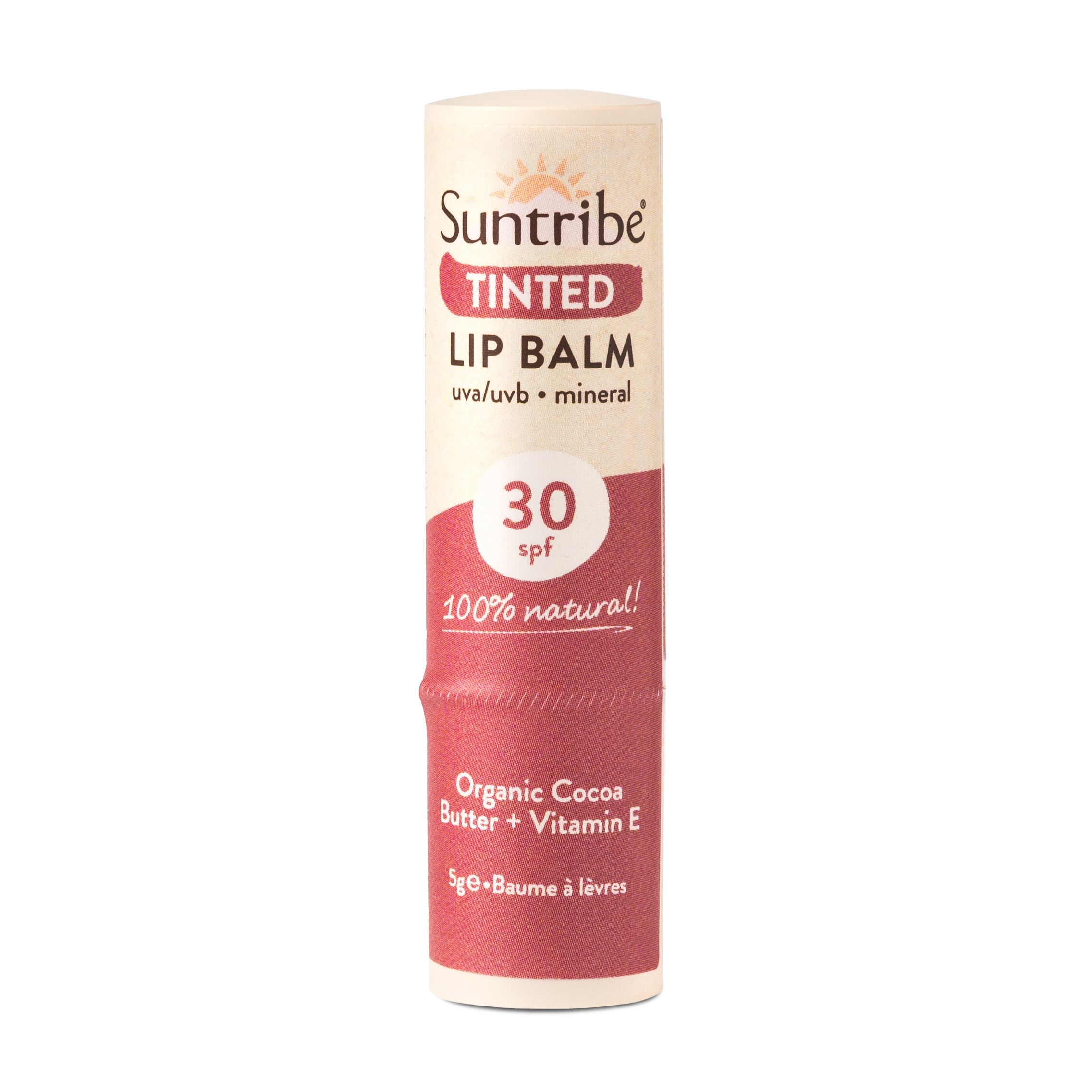 Suntribe Organic Mineral Tinted Lip Balm SPF 30 met minerale zonbescherming voor de lippen