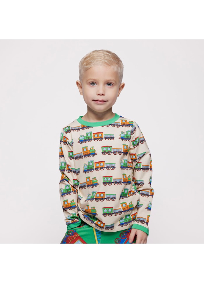 Longsleeve Gala Top with Trains - Småfolk