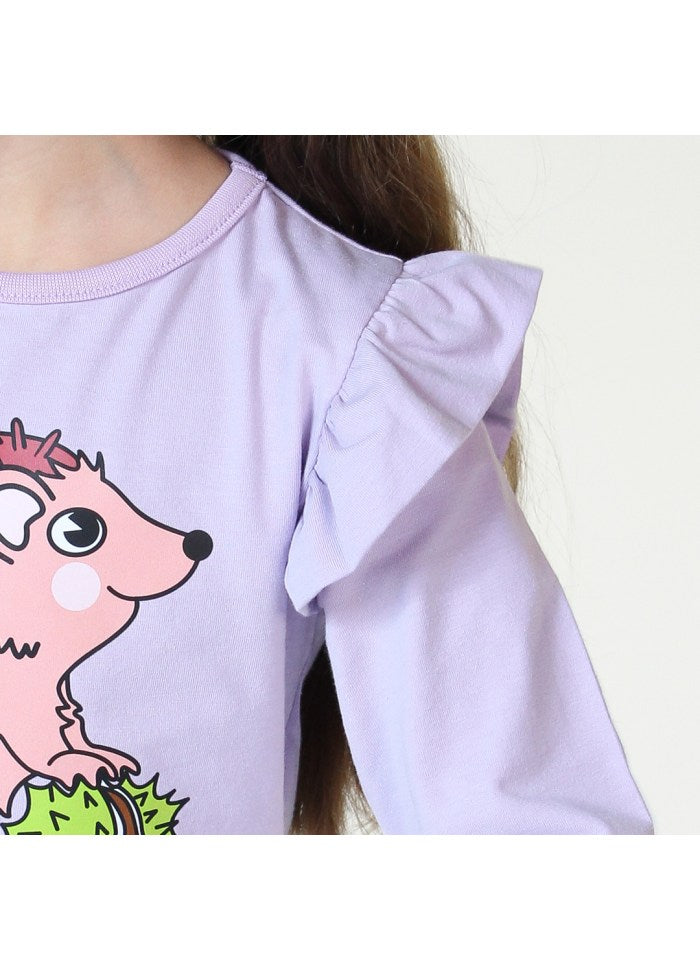 Longsleeve with hedgehogs Lila - Småfolk