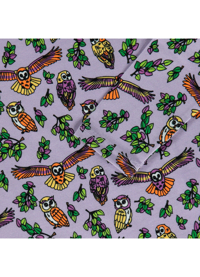Longsleeve with Owls Lila - Småfolk