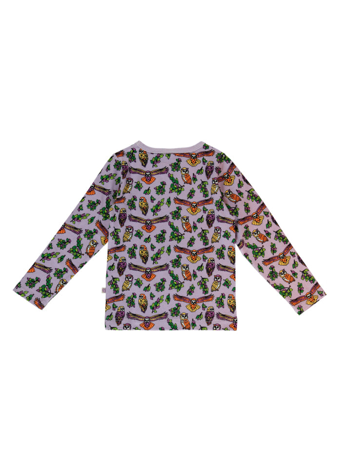 Longsleeve with Owls Lila - Småfolk