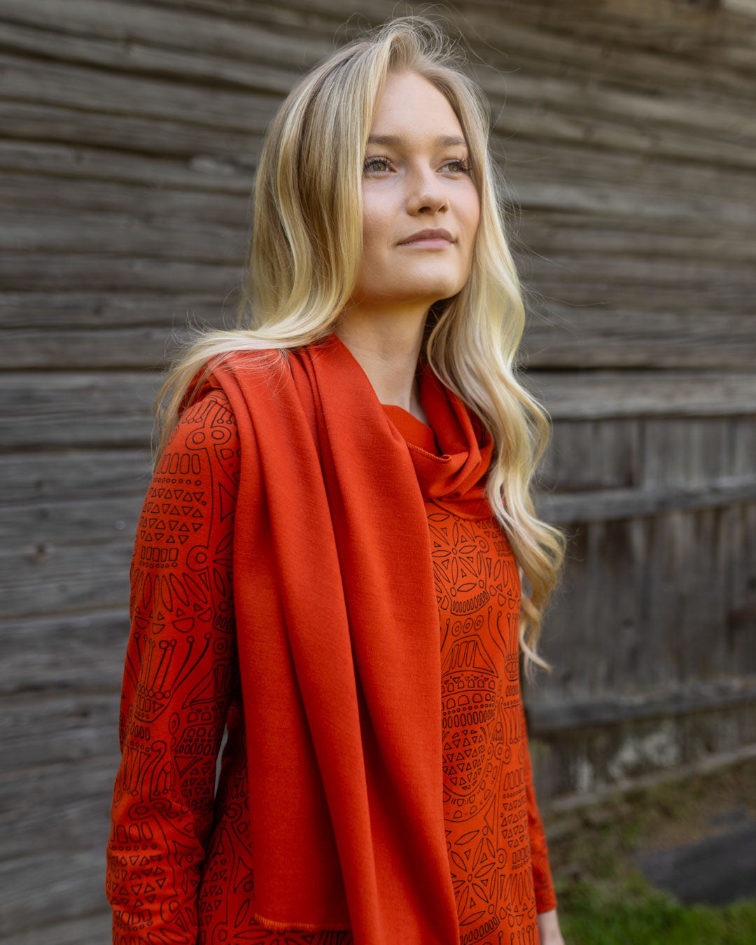 Sjaal / Scarf 100% Merinowol Rust – Paapii Design
