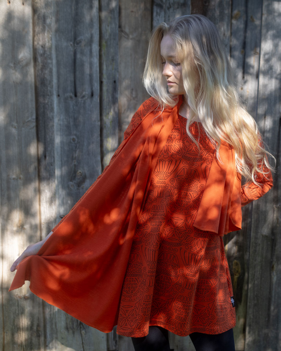 Sjaal / Scarf 100% Merinowol Rust – Paapii Design