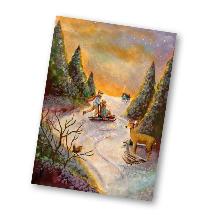 Kaart Sleeën - Illustrator under a blankie