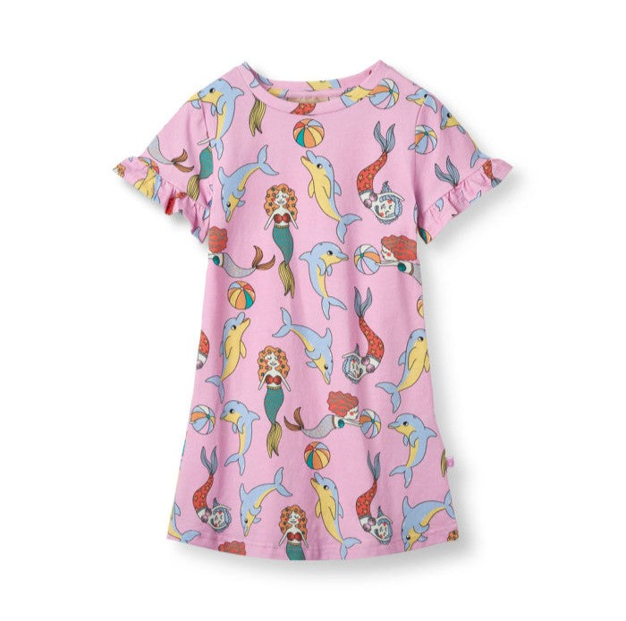 Jurk / Dress with Mermaids & Dolphins - Småfolk
