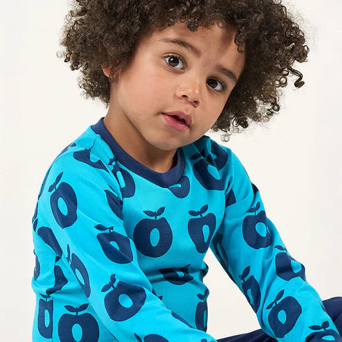Longsleeve ICONICS Elstar with apples - Blue Atoll - Småfolk