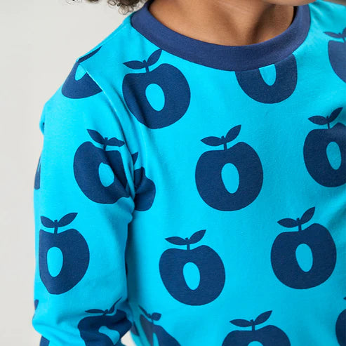 Longsleeve ICONICS Elstar with apples - Blue Atoll - Småfolk