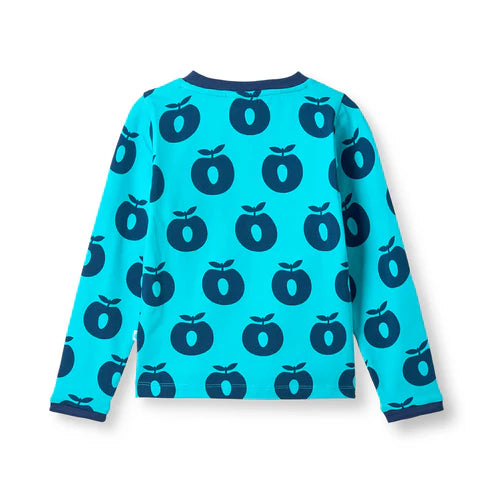 Longsleeve ICONICS Elstar with apples - Blue Atoll - Småfolk