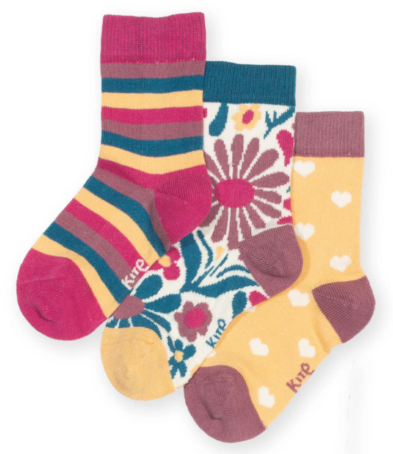 Kite Be Lucky kindersokken 3-pack met bloemen-, stippen- en streepdesigns