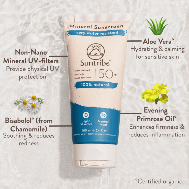 Zonnebrandcrème Mineral Sunscreen Water resistant SPF 50 (Vegan) – Suntribe Sweden