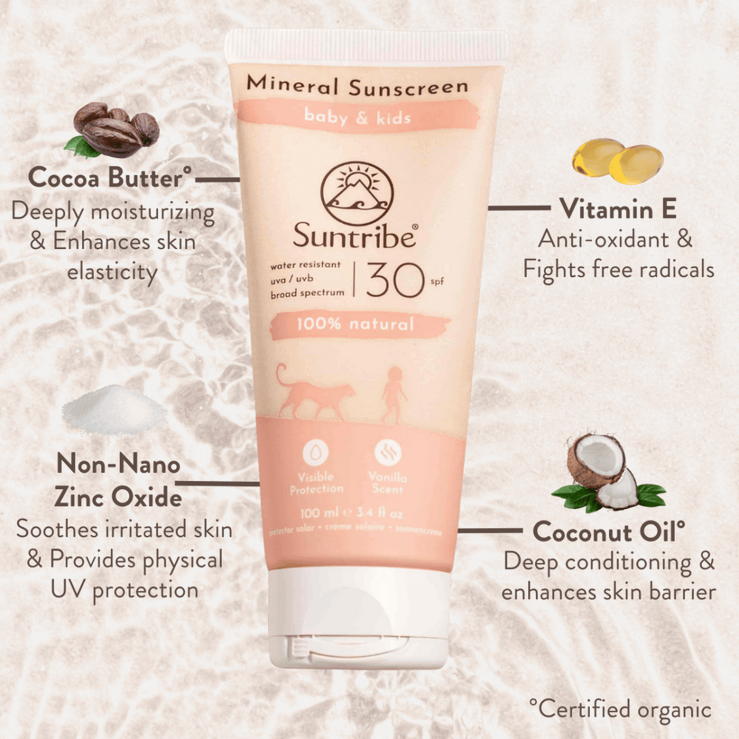 Zonnebrandcrème Mineral Kids & Babies Sunscreen SPF 30, 100 ml – Suntribe Sweden