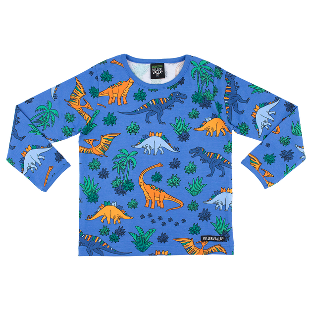 Villervalla T-shirt Dino Deep Sea met dinosaurusprint en lange mouwen