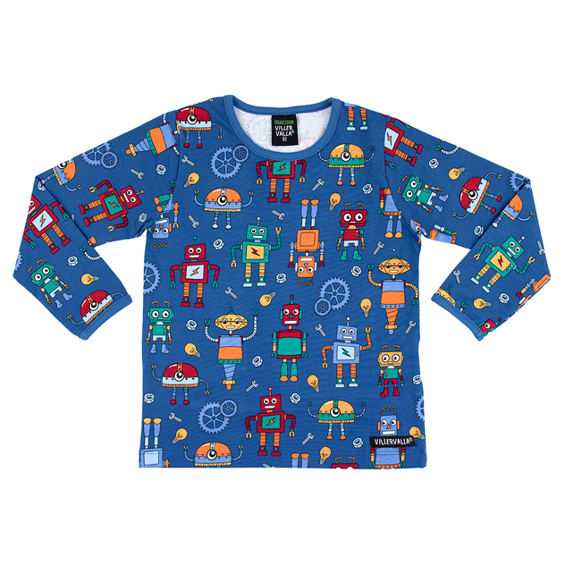 Villervalla kinder T-shirt Robot Atlantic met robotprint en lange mouwen