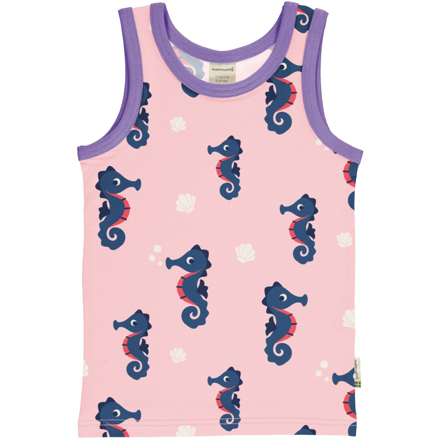 Tanktop (hemd) van Maxomorra met seahorse print van biologisch katoen