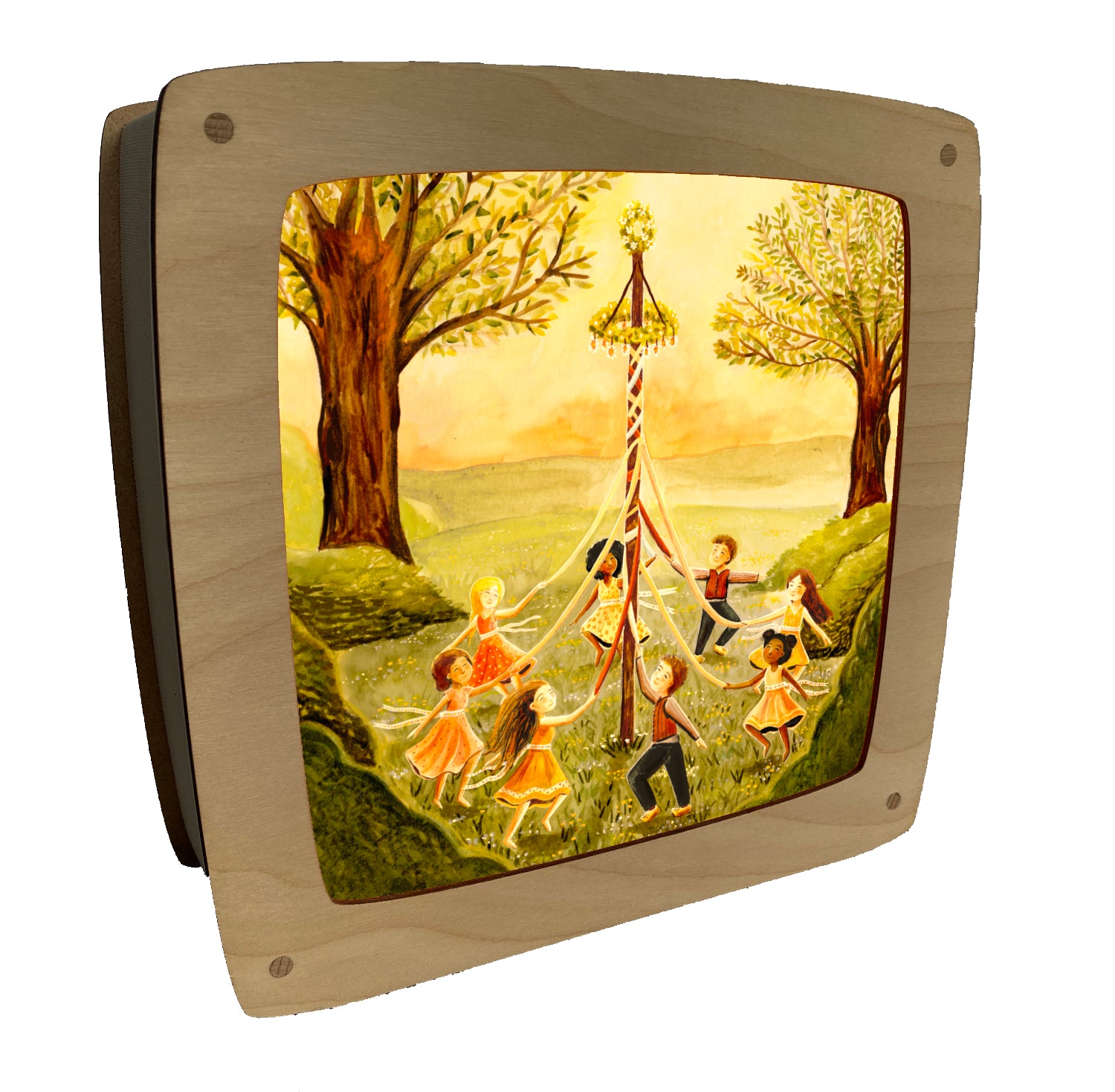 Toverplaat Meipaal dans / Magic sheet maypole - Illustrator under a blankie