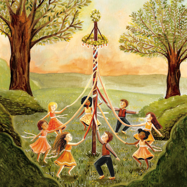 Toverplaat Meipaal dans / Magic sheet maypole - Illustrator under a blankie