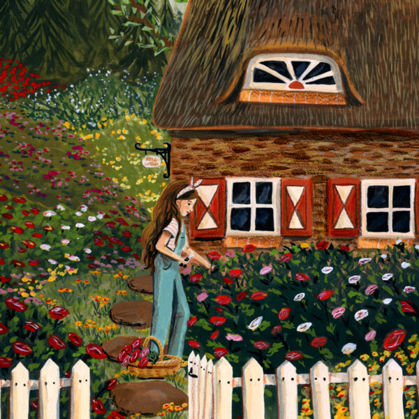Toverplaat Rose Cottage - Illustrator under a blankie
