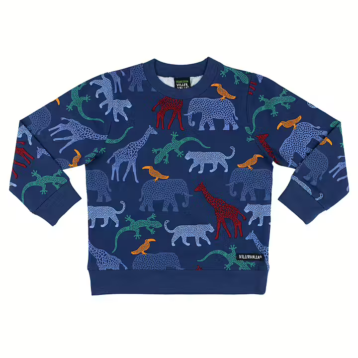 Villervalla sweatshirt Savannah Pacific voor kinderen van biologisch katoen in blauwe kleur