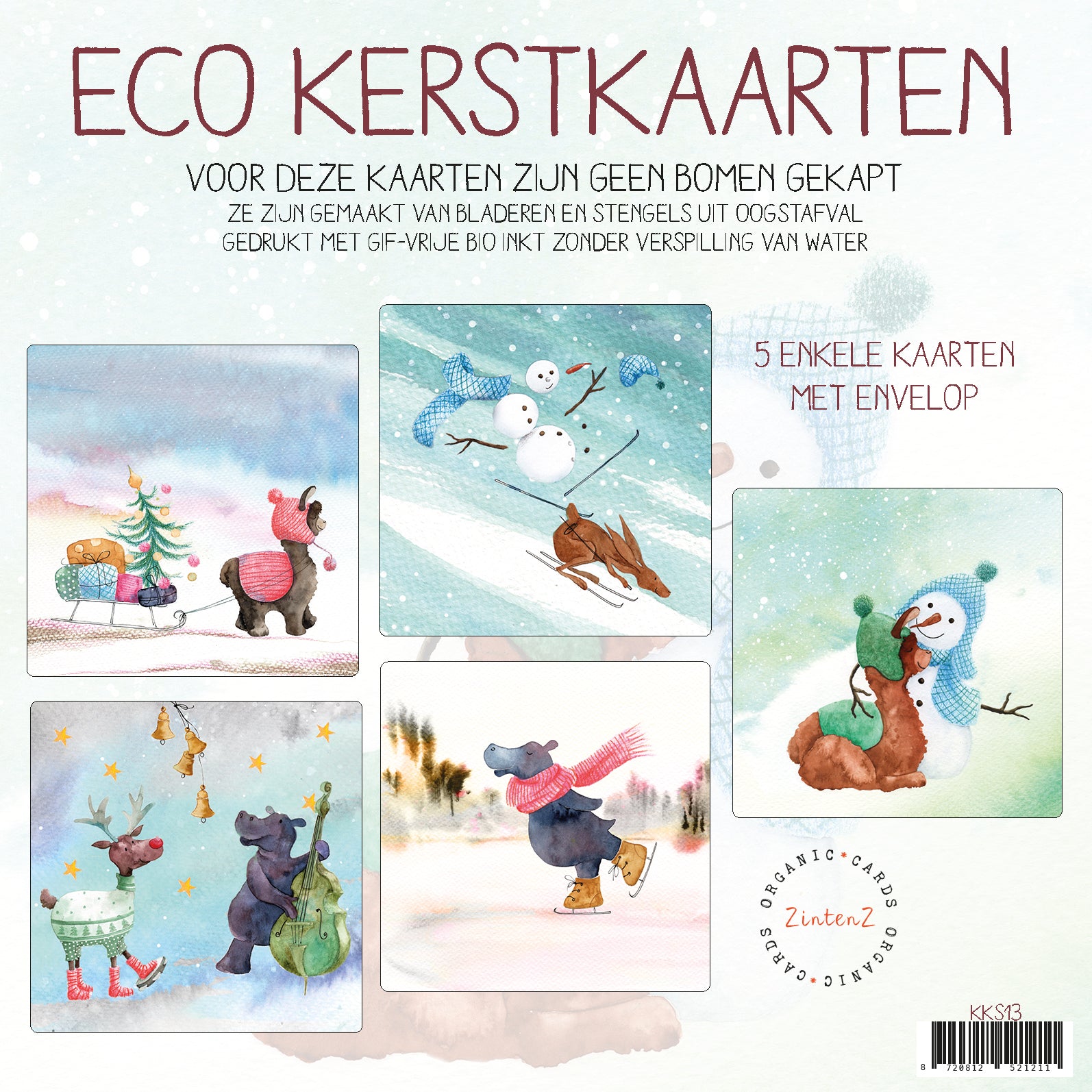 Lance 2023 Kerstkaarten Set 5 verschillende stuks – Zintenz Organic Cards
