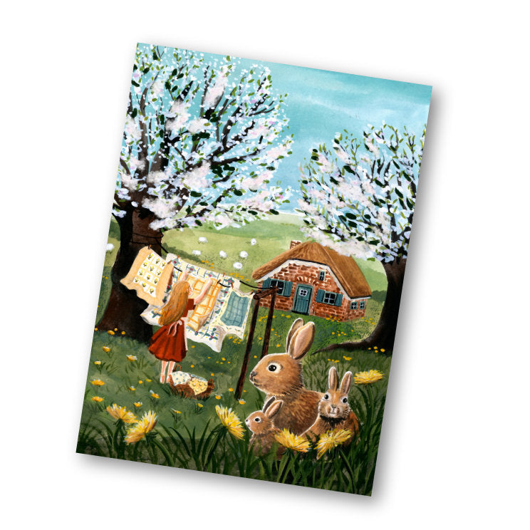 Kaart wasdag / laundry day - Illustrator under a blankie