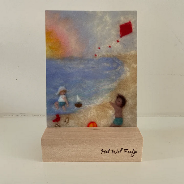 Ansichtkaart Vlieger op het strand – Het Wol Feetje