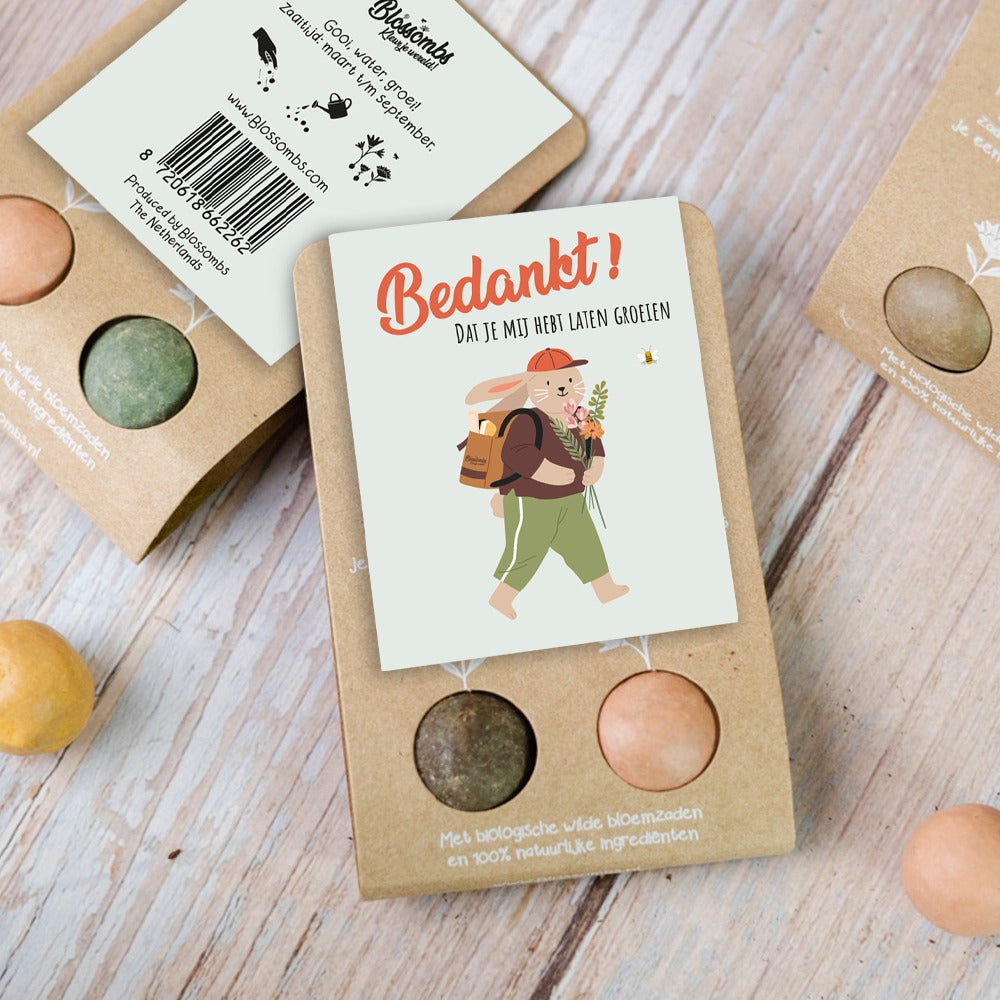 Zaadbommetjes Weggeefcadeautje "Bedankt" - Blossombs