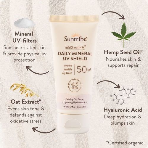 Zonnebrand dagcrème / Daily Mineral UV Shield SPF 50 – Suntribe