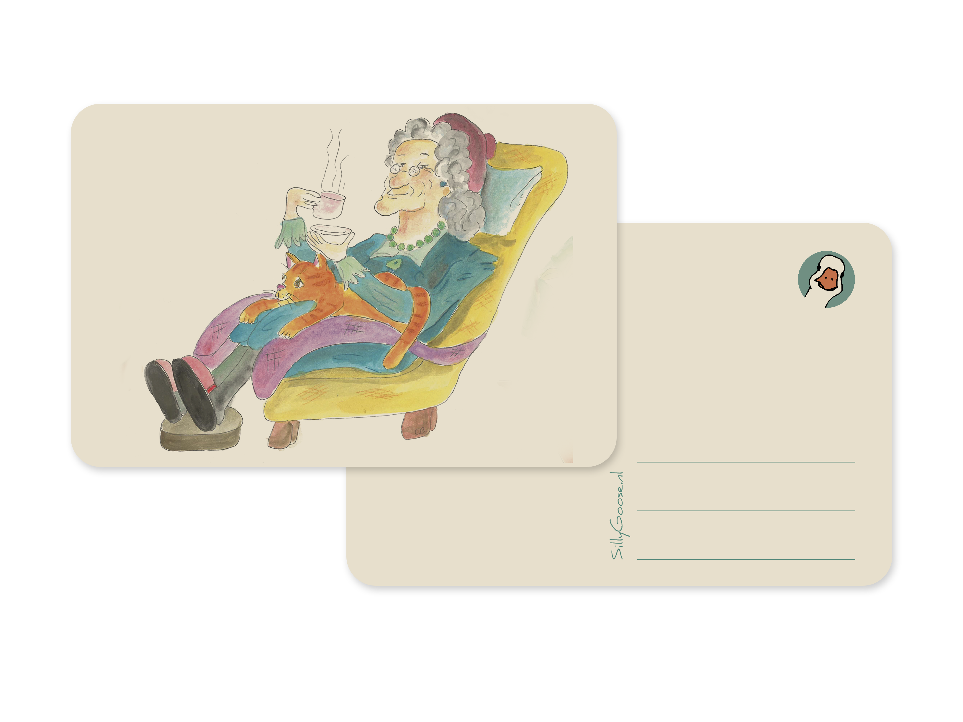 Postkaart Bij oma op schoot - Silly Goose