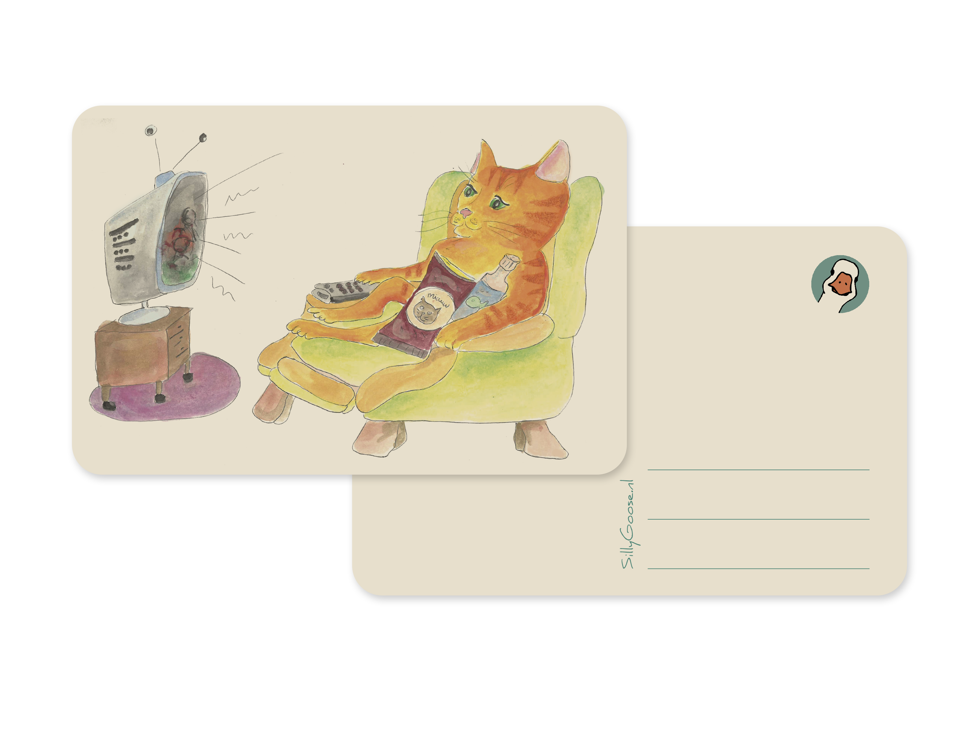 Postkaart Bankhangen - Silly Goose