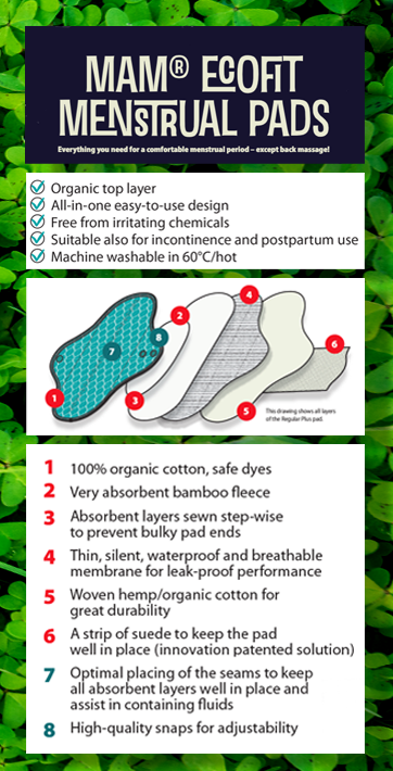 MaM Ecofit Mini Reach Menstrual Pads Moroccan Tile – MaMidea (ManyMonths)