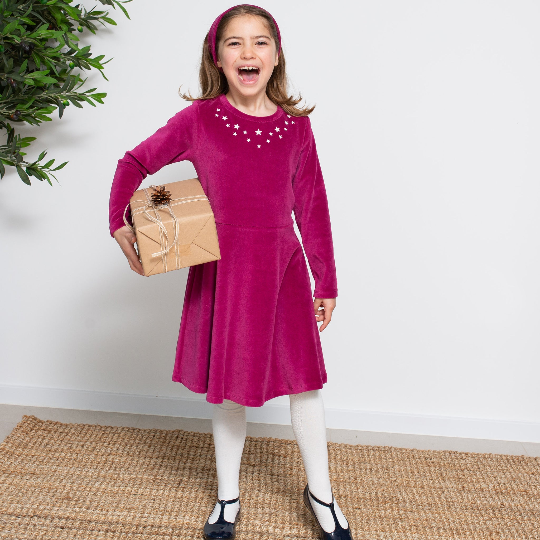 Haarband/ Hairband Velvety Velour Berry Dark Pink - Kite Clothing