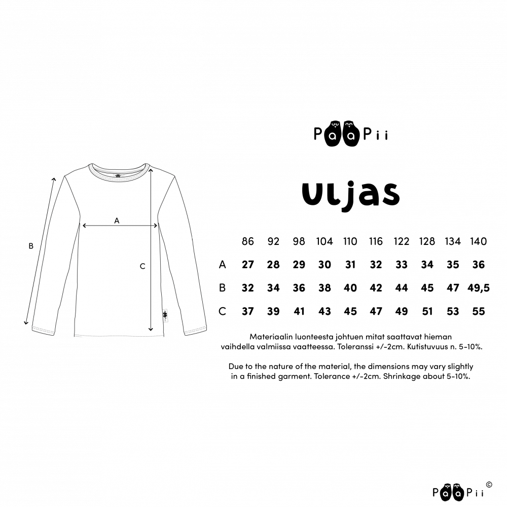 Longsleeve ULJAS Shirt Hide and Seek Rust 86-140 – Paapii Design