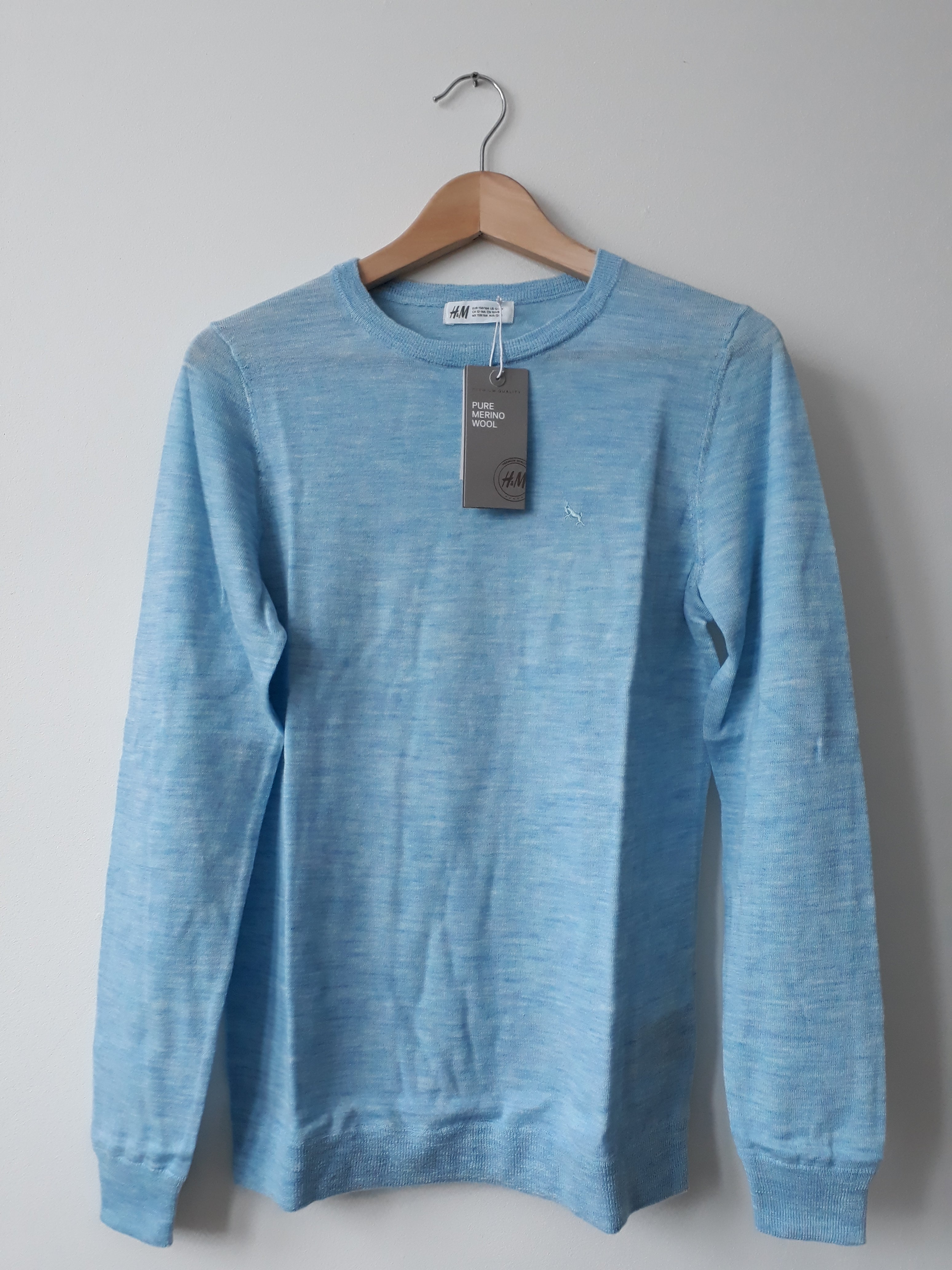 Trui Merino wol blauw 158/164 - 2dehands nieuw