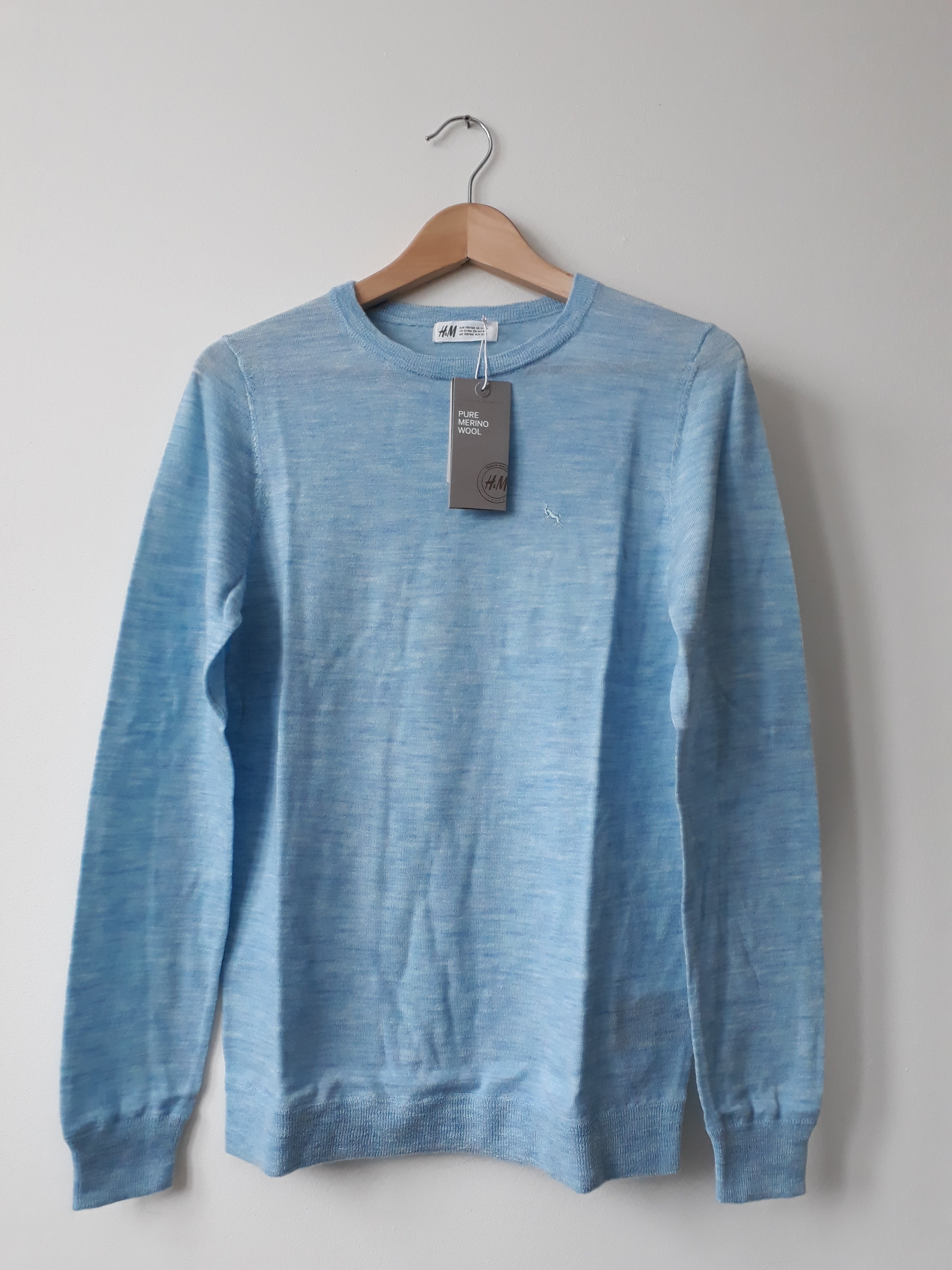 Trui Merino wol blauw 158/164 - 2dehands nieuw