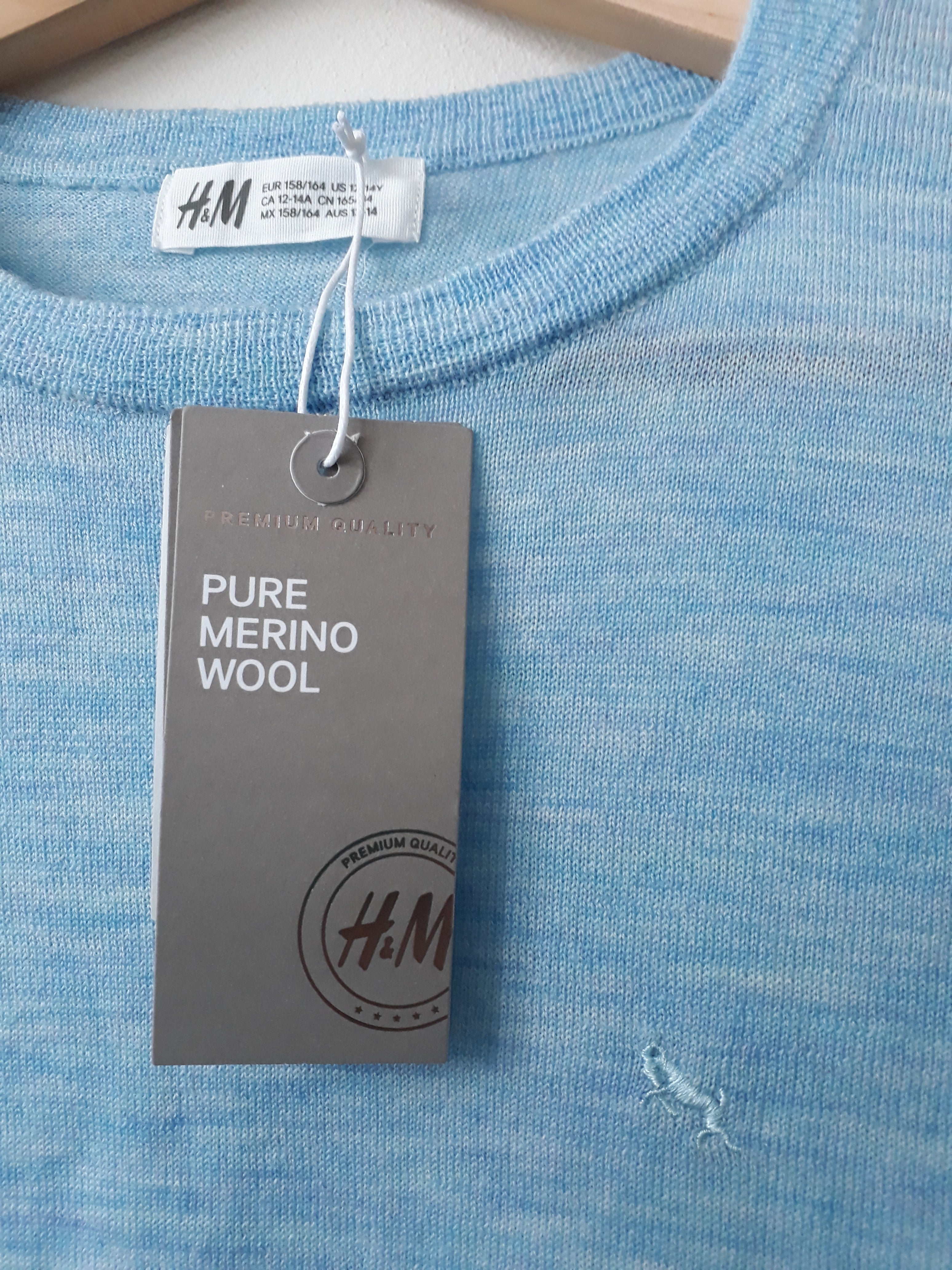 Trui Merino wol blauw 158/164 - 2dehands nieuw