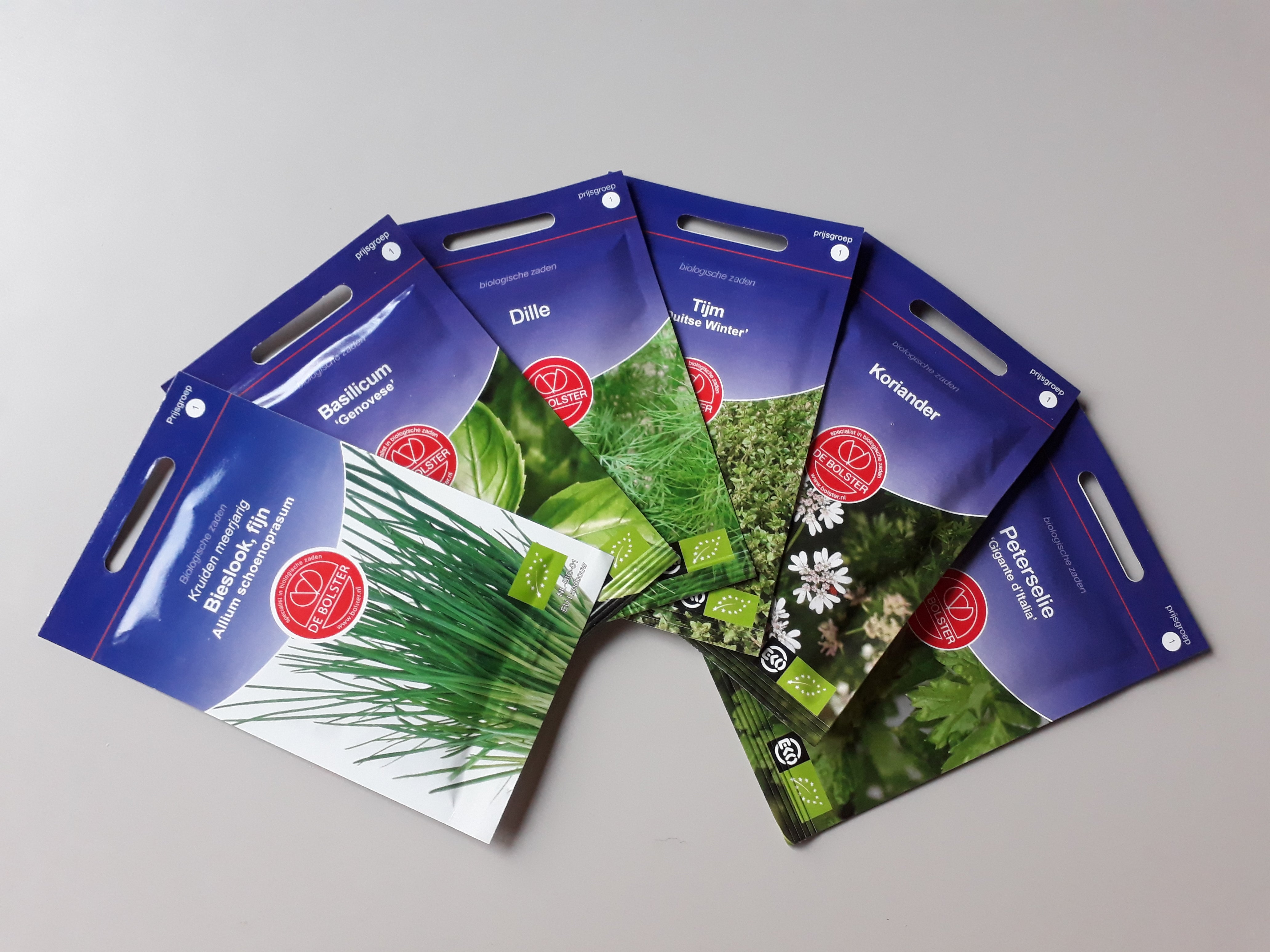 Diverse KRUIDEN bio-zaden zakjes - De Bolster