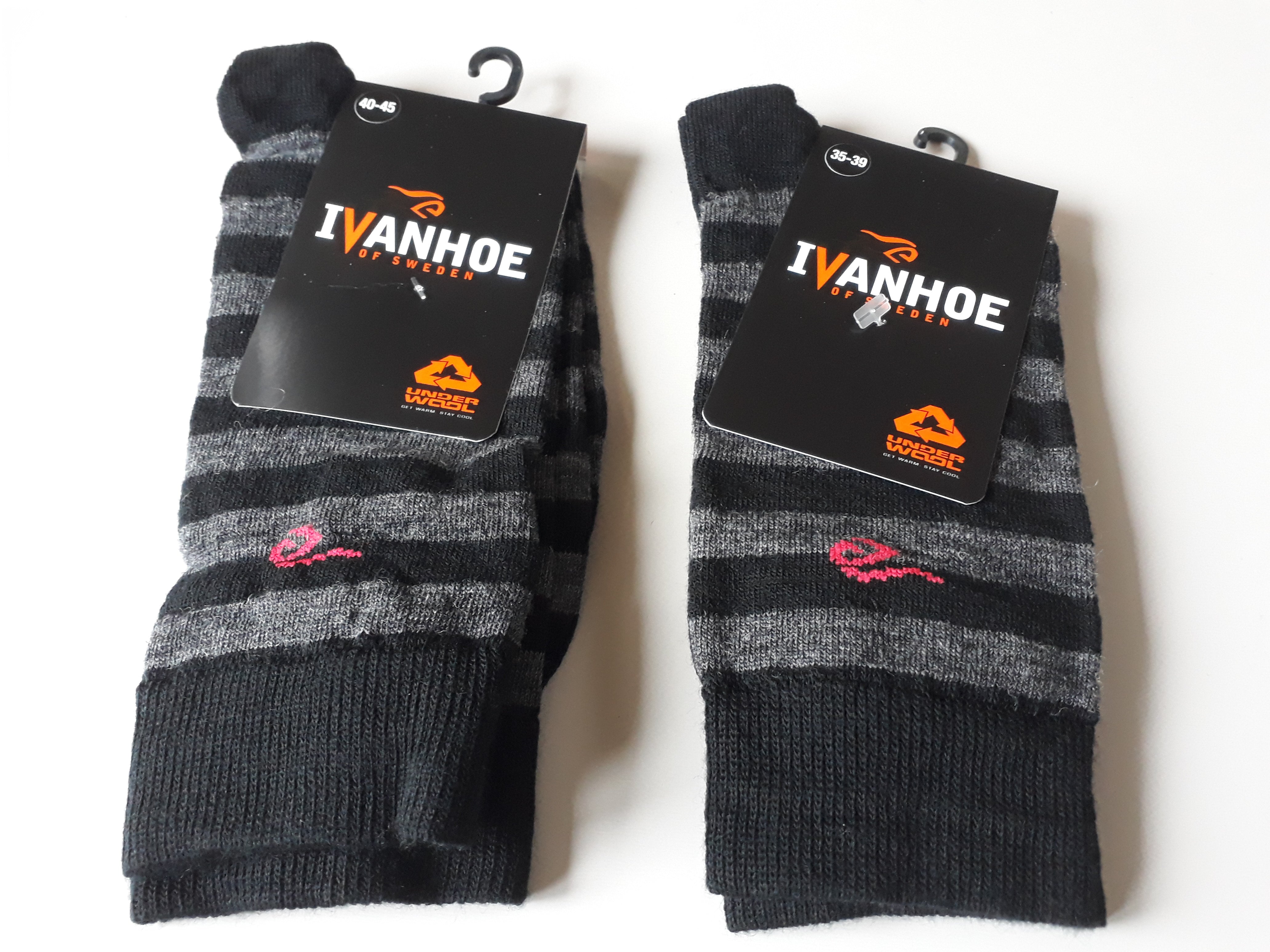 Thin Wool Sock Stripe (90 % merinowol) black – Ivanhoe of Sweden