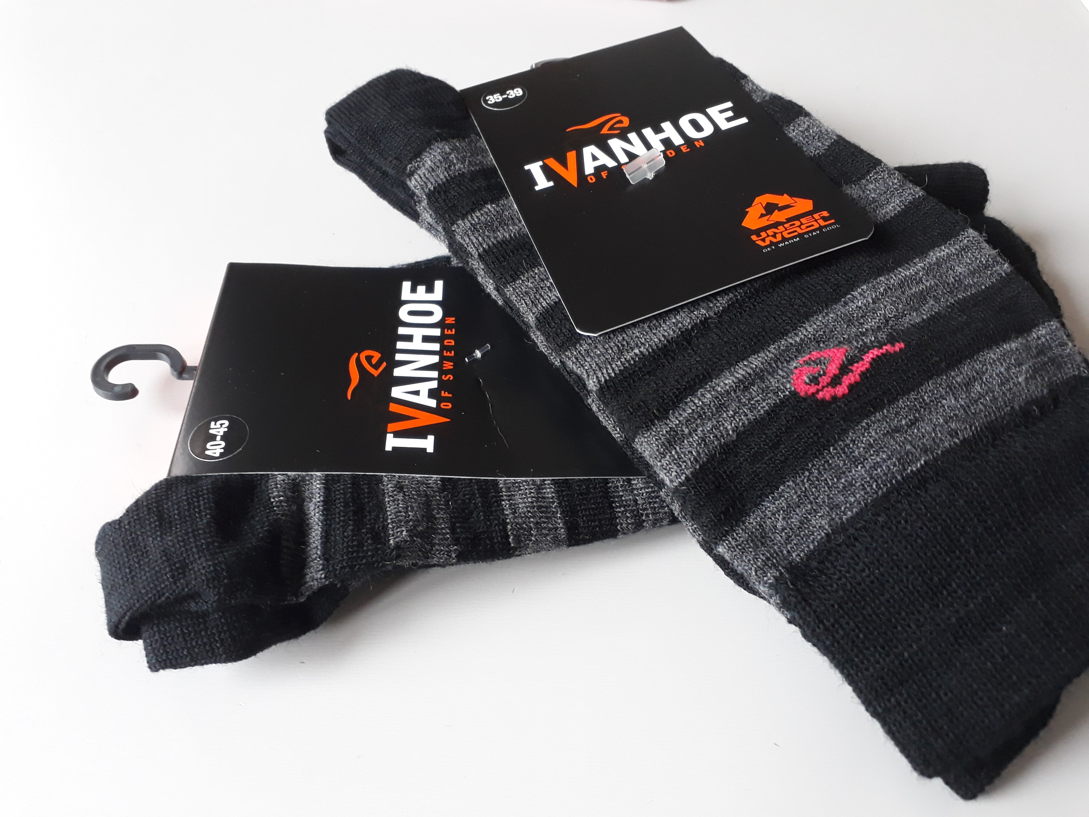 Thin Wool Sock Stripe (90 % merinowol) black – Ivanhoe of Sweden