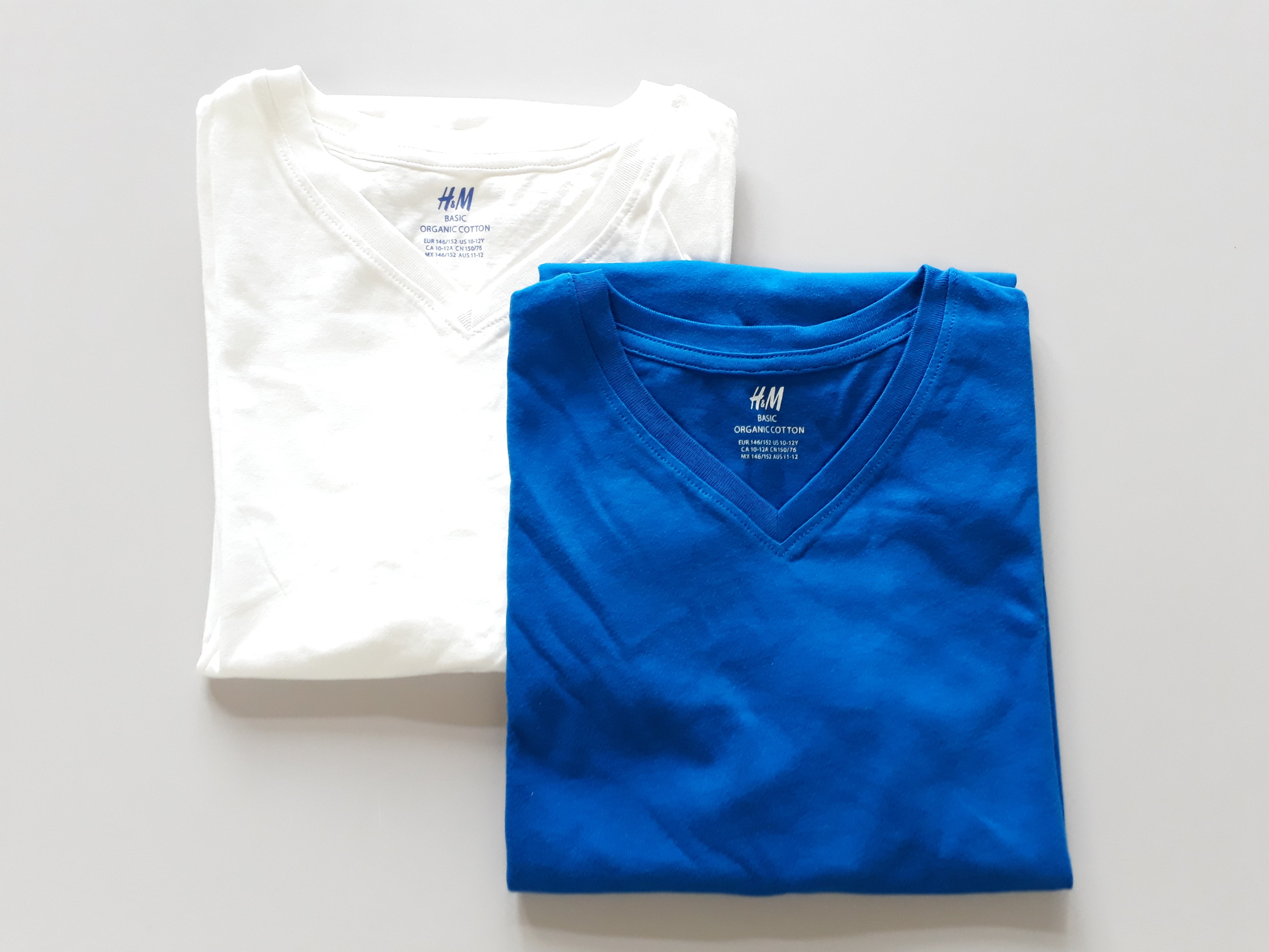 2-Pack T-shirt V-hals blauw/wit Tiener - 2dehands nieuw